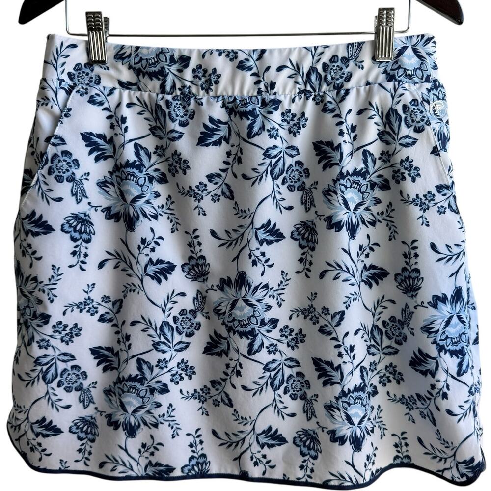 IZOD Servina Skort Womens 12 Blue Floral Performance Stretch Tennis Golf Active